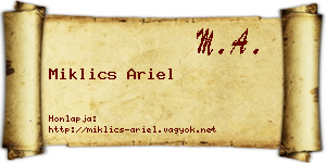 Miklics Ariel névjegykártya